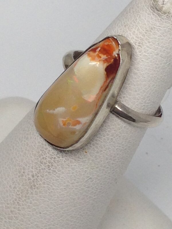 Tan and Orange Mexican Opal Ring - OPLMR6