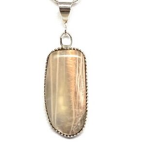 Transparent Cream Striped Moonstone Pendant