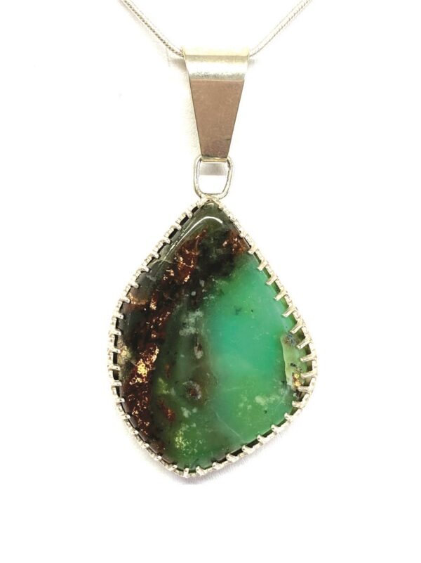 Green and Brown Chrysophase Pendant - CHP4