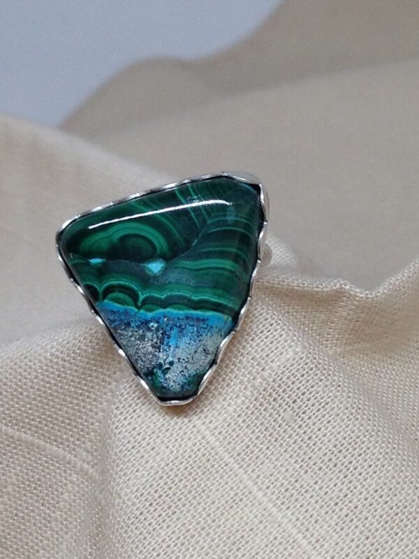 Green Malachite Ring with Chrysocolla - MALR6