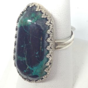 Green and Black Chrysocolla Ring - CHRYR3