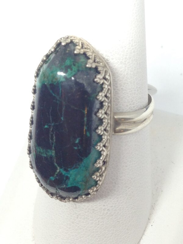 Green and Black Chrysocolla Ring - CHRYR3