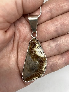 Brown Fossilized Coral Pendant