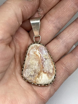 Clear White and Pink Opal Pendant