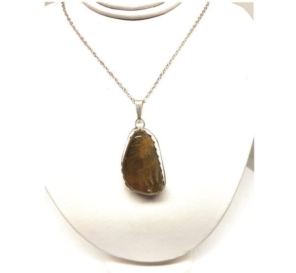 Rutilated Quartz Pendant with Brown Needles