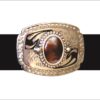 Belt Buckle with Dark Fire Agate Gemstone on Gold Buckle - BB AGFR1