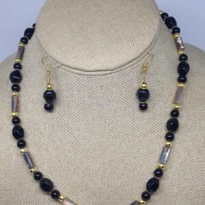 Necklace Set Black Abalone Shell and Black Onyx - NSABA1