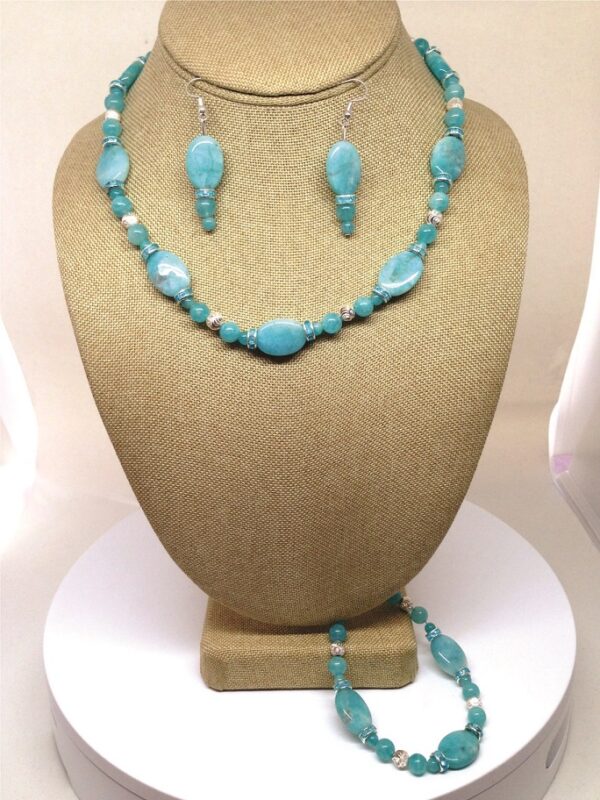Necklace Set Light Blue Amazonite Beads - NSAMA3