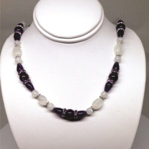 Necklace, Purple, White, Amethyst, Moonstone.