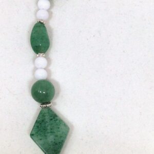Necklace, Green, White, Aventurine, with Earrings. Real Stones. Handcrafted in Nevada USA.