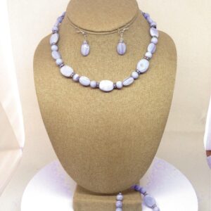 Necklace Set Blue Lace Agate -NSBLA5
