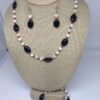 Necklace Set Black Onyx and White Moonstone and Red Goldstone Beads -NSBO5