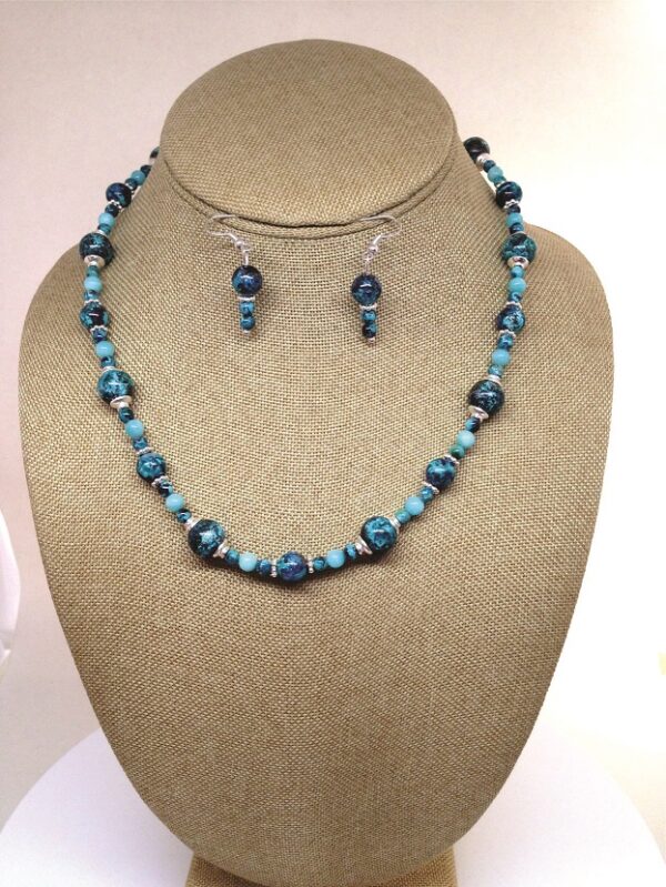 Necklace Set Dark and Light Blue Chrysocolla and light blue Amazonite Beads - NSCHR1