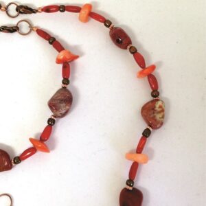 Necklace, Red, Orange, Coral, Jasper
