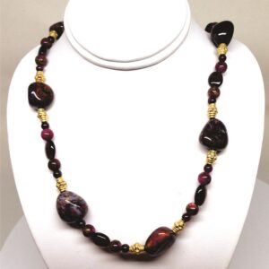 Necklace, Red, Purple, Jasper, Black Onyx