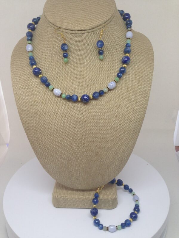 Necklace Set Blue Lapis, Lace Agate and Moonstone - NSLAP