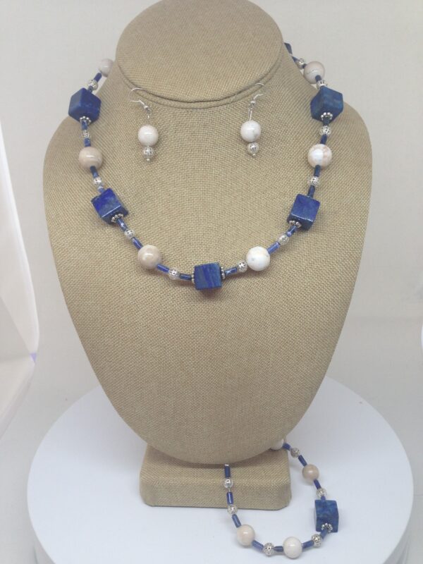 Necklace Set Blue Lapis and White Turquoise - NSLAP13