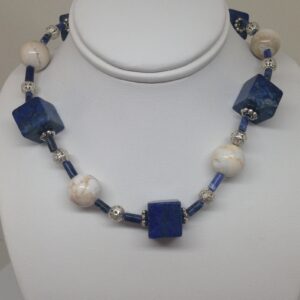 Necklace, Blue and White