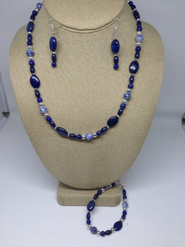 Necklace Set Blue Lapis Lazuli and Blue Serpentine Beads - NSLAP2