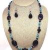 Necklace Set Black Zebra Onyx and Blue Turquoise - NSONX4