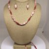 Necklace Set Pink Rhodochrosite and Red Coral Beads - NSRHO5