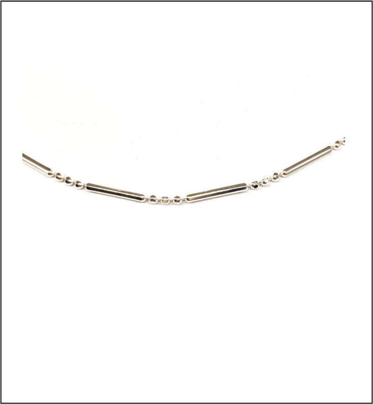 Sterling Silver Chain 16" with Long and Short Beads