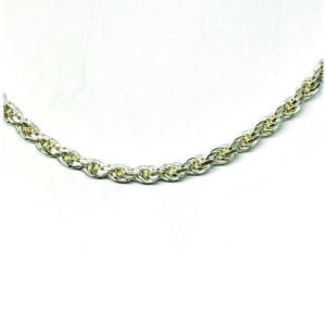 Sterling Silver Chain Necklace 16". French Rope Style
