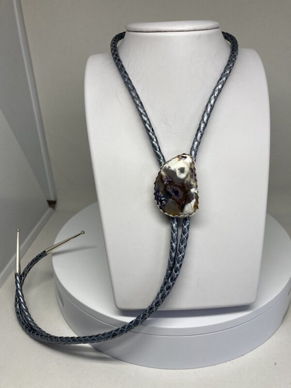 Gray Agate Gemstone Bolo Tie - BO AG2