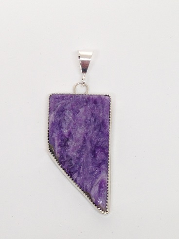 Purple Charoite Pendant Shaped Like Nevada