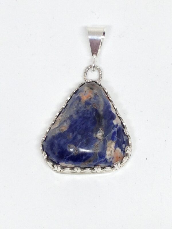 Blue Pendant of Orange Serpentine Stone - SER2