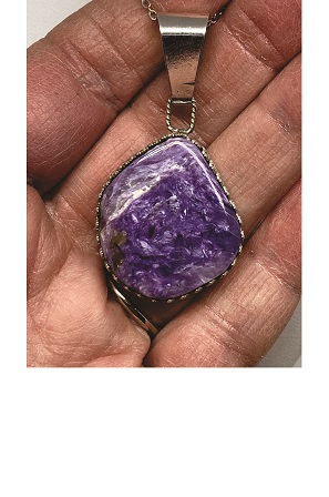 Purple Charoite Pendant with Wonderful Iridescence
