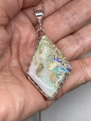 Unique Nevada Opal Pendant with Multiple Colors
