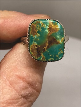 Green Turquoise Ring with Fine Silver