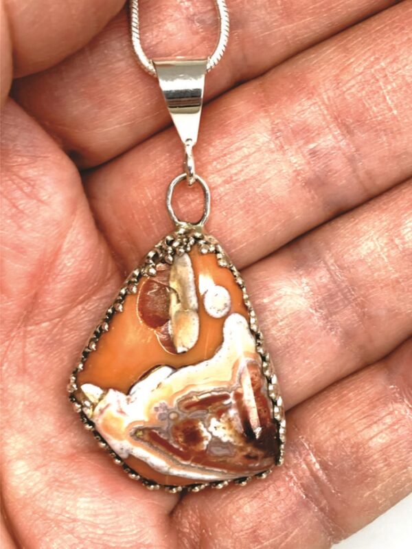 Orange and White Agate Pendant
