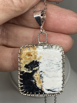 White and Black Buffalo Turquoise Pendant