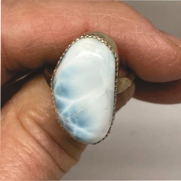 Blue and White Larimar Ring