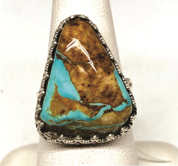 Blue Turquoise Ring With Brown Matrix