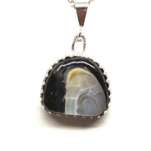 Clear Opal Pendant Black and White From Nevada