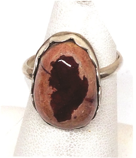 Red Opal Ring With Tan Matrix