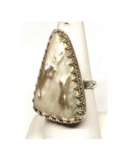 White Abalone Shell Ring