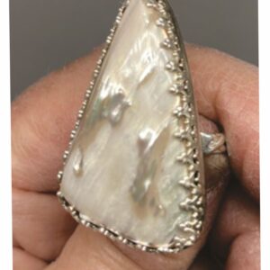 White Abalone Shell Ring