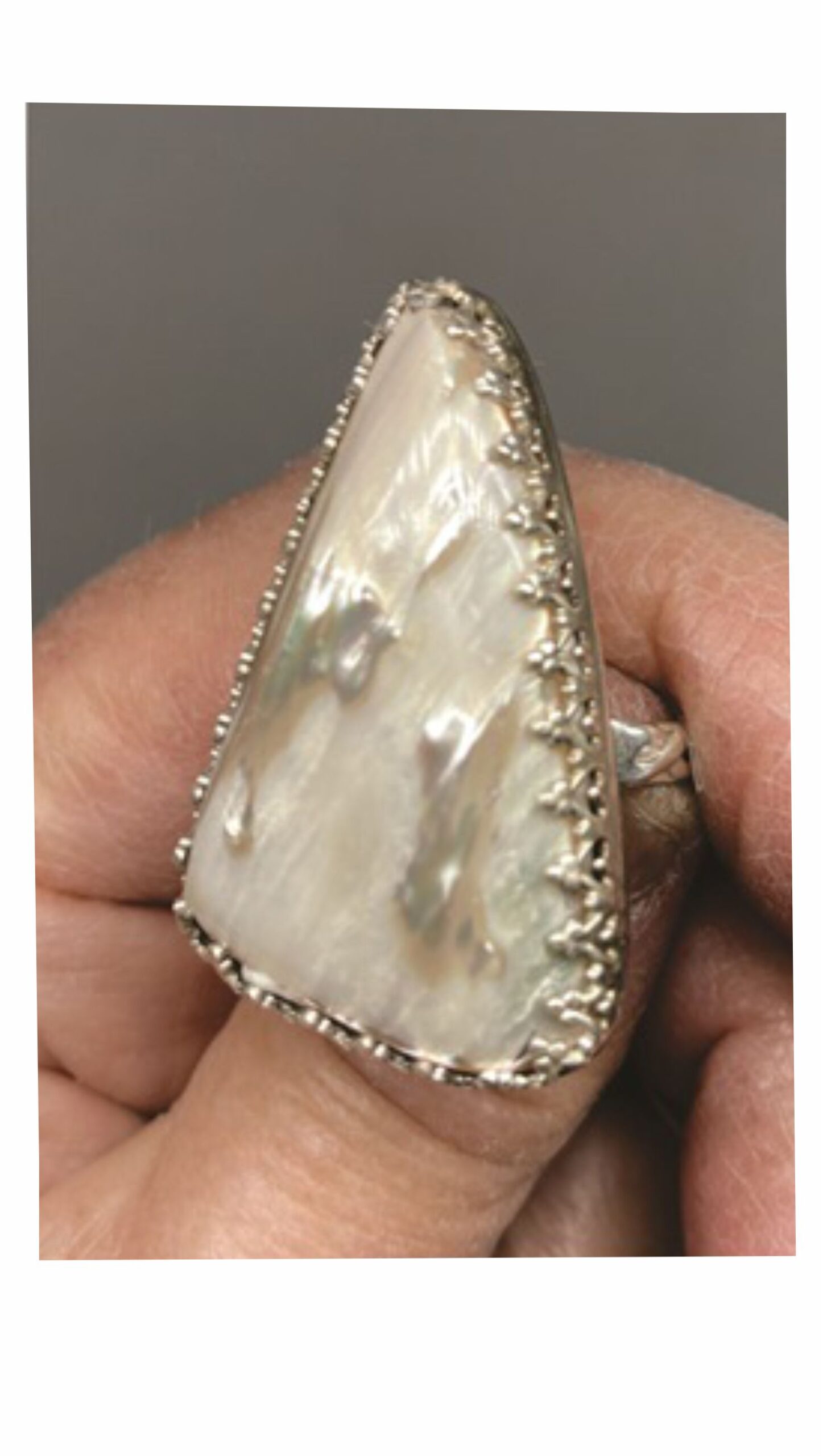 White Abalone Shell Ring