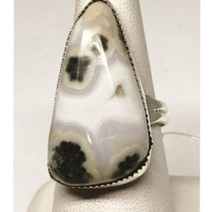 White and Tan Ocean Jasper Ring