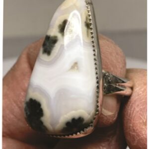 White and Tan Ocean Jasper Ring