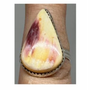 Spiney Oyster Ring Unique Yellow and Maroon. Handcrafted in USA.