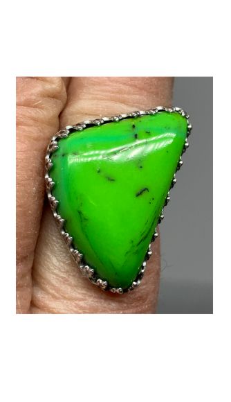 Ring, Gaspeite, Green, Silver