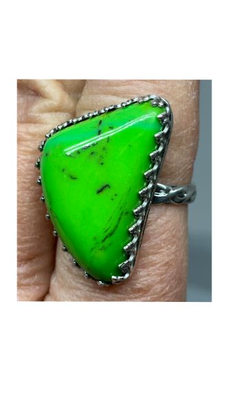 Ring, Gaspeite, Green, Silver