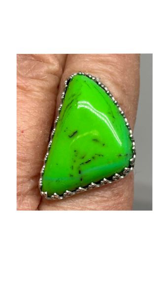Ring, Gaspeite, Green, Silver