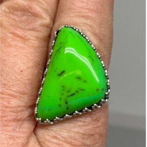 Lime Green Gaspeite Ring