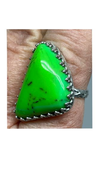 Ring, Gaspeite, Green, Silver